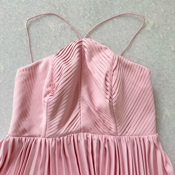 Amur Kamari Pleated Halterneck Maxi Dress in Rosewater Pink Size 4 - Picture 6 of 12